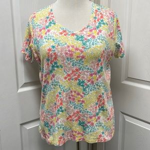 Croft & Barrow Floral Short Sleeve Classic Tee XXL